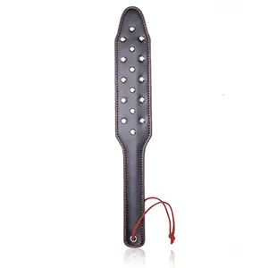 Black Studded Leather Hand Paddle BDSM Spanking Paddle Couples Sex Toys Play Props