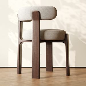 <span class=keywords><strong>Sedia</strong></span> da Pranzo in Stile Vintage con Seduta Imbottita Morbida e Finitura in Noce, Realizzata in Legno di Frassino per Sala da Pranzo e Spogliatoio - Product Image 2