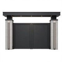 Portail d'entrée moderne en aluminium gris avec auvent, certifié CE, résistant aux UV, sur mesure, thermolaqué, antirouille, pour villa, OEM