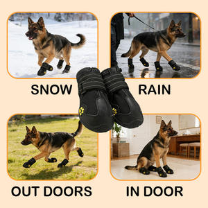 Chaussures pour animaux de compagnie pour grands chiens, bottes imperméables, respirantes, réglables, chaudes, antidérapantes, vente en gros, luxe, 4 pièces, douces, pour la neige et la pluie - Product Image 6