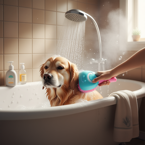 Cepillo de aseo para mascotas, cerdas densas de silicona, azul y rosa, para gatos, perros, herramienta de masaje para baño - Product Image 2