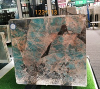 Dalles de granit amazonite polies en marbre vert Onyx Design mural de fond en marbre vert pour la décoration de villa