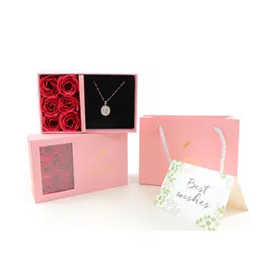 Wholesale Luxury Cardboard Jewelry Box Flower Necklace Rose Gift Box Valentines Day Gift 2024 Packaging Paperboard Box