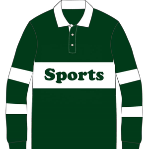 Custom Borduurwerk Logo Vintage Lange Mouw Katoenen Rugby Poloshirt Met Massief Gestreepte Groothandel Hoge Kwaliteit - Product Image 1