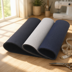 Tissu néoprène rayé souple et tendance, largeur 51 pouces, épaisseur personnalisée, rayures esthétiques, feuille de caoutchouc néoprène enduit, rouleau extensible - Product Image 1