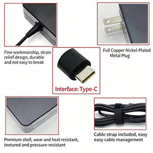 Cargador de Laptop USB-C de 65W con Enchufe Estadounidense Tipo C PD, Adaptador de Corriente Compatible con Lenovo ThinkPad, <span class=keywords><strong>Dell</strong></span>, HP, Asus, Acer, Macbook Air Pro - Product Image 5