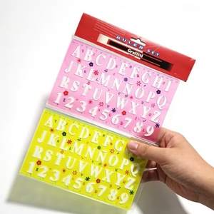 Papelería de Alta Calidad, Regla de Plástico Transparente de 22 cm y 2 Colores con Plantillas de Letras del Alfabeto, Regla de Medición para Estudiantes - Product Image 3