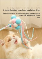 Nouveaux jouets pour chats transfrontaliers : baguettes de chat à plumes et clochettes, résistantes aux morsures, à long manche en PVC, pour l'auto-amusement