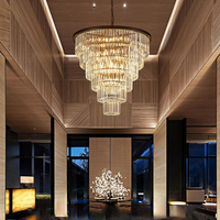Luminaires suspendus ronds de luxe pour escalier et plafond, lustres en cristal pour hall d'entrée, anneaux LED