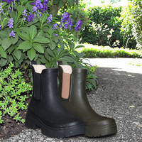 Bottes Chelsea en caoutchouc pour femmes, légères, tendance, à talon épais, imperméables, doublées de tissu en coton, hauteur cheville, pour l'hiver