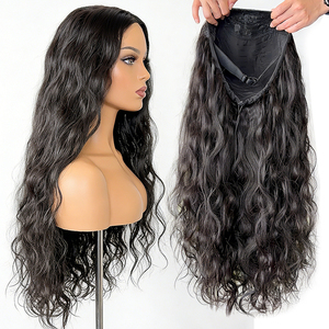 Perruque mi-tête naturelle noire 100% cheveux humains bruts du Vietnam, ondulée, sans dentelle, 8-34 pouces, densité 180% - Product Image 4