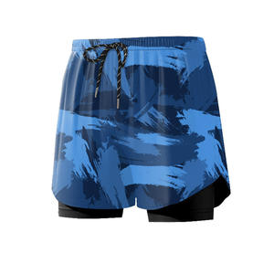 Shorts de bain à séchage rapide pour homme, bleus, double couche, pour la course à pied, le fitness, la natation, vêtements de sport pour adultes - Product Image 1