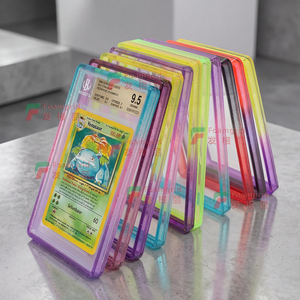 TPU Mixed Gradient Color Glitter Clear Back Panel Plate Graded <strong>Card</strong> Slab Bumper Guard B G S Slab <strong>Protector</strong> with Back Panel Plate - Product Image 1