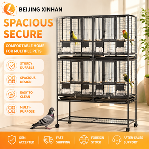 Cage d'<span class=keywords><strong>élevage</strong></span> <span class=keywords><strong>de</strong></span> perroquets <span class=keywords><strong>de</strong></span> luxe moderne empilable <span class=keywords><strong>en</strong></span> gros, multi-niveaux, 6 compartiments, thermolaquée pour intérieur/extérieur, pour pigeons et <span class=keywords><strong>canaris</strong></span> - Product Image 1