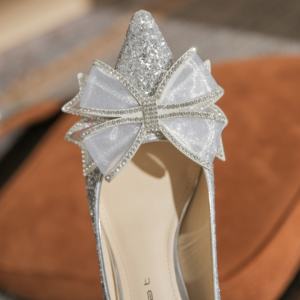Chaussures de mariage d'été de style français, élégantes pour femmes, avec nœud décoratif, semelle épaisse, talons aiguilles, en cuir véritable - Product Image 6