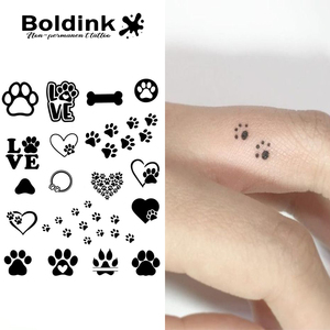 Adesivi per Tatuaggi Semi-Permanenti Impermeabili Boldink Personalizzati con Stampa di Zampe di Cuccioli, Ossa e Cuori, Sexy, per Dita e Articolazioni - Product Image 1