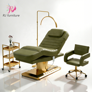 Cama de Masaje Facial Eléctrica de 3 Motores con Base Dorada Moderna y Lujosa para Salón de Belleza, Spa Facial y Pestañas - Product Image 4