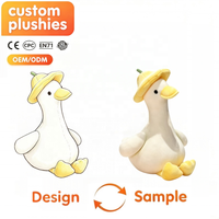 Peluche Canard Blanc Mignon avec Chapeau Jaune, Jouet en Peluche Doux et Moelleux, Oie de Dessin Animé, Vente en Gros, Fabricant de Jouets en Peluche Personnalisés, Peluche
