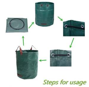 Sac de jardin pliable de 1 gallon avec fond rigide, logo personnalisé, sac à feuilles pour tondeuse à gazon robuste - Product Image 2