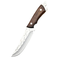 Couteau à viande mongol portable d'extérieur Cueillette d'os Fruits Coupe à main Barbecue Couteau de vente Manche en bois en acier damas
