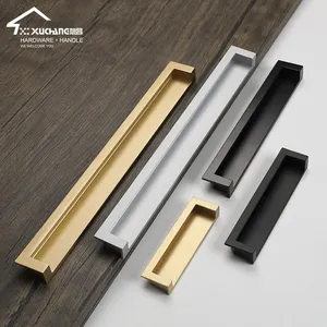 Gold Zinc Alloy Square Conceal Flush Handle for Glass Shower Door