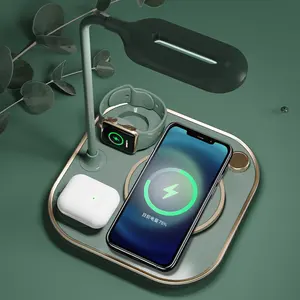 다기능 LED 램프 무선 충전기 책상 스탠드 15W 빠른 충전 아이폰 시계 AirPods 무선 램프 스테이션