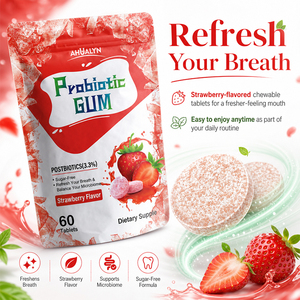 Gommes Probiotiques Tendance 2026, Complément de Santé Avancé et Suppléments Nutritionnels au Goût Fraise pour une Haleine Fraîche - Product Image 3