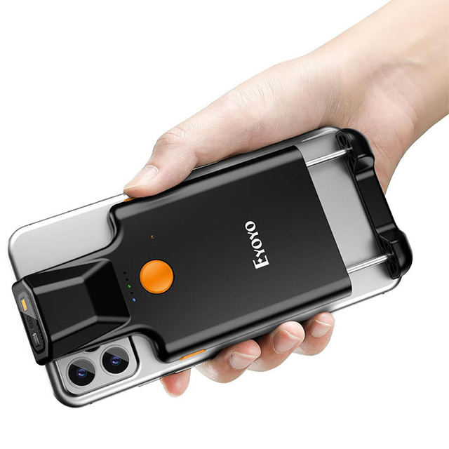 Eyoyo 2D Super QR Bluetooth 1600mAh Rechargeable Battery Barcode Reader Back Clip Phone Barcode Scanner for Inventory Management