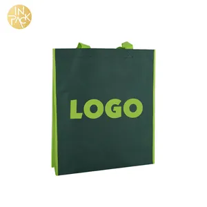 INPACK पुन: प्रयोज्य कस्टम लोगो हस्तनिर्मित बुना उपहार बैग मुद्रित कपड़ा पैकेजिंग के लिए शॉपिंग टोट गैर बुना बैग ले जाना