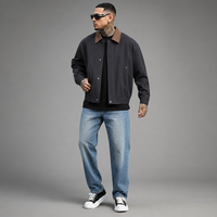 Blouson Bomber Homme Personnalisable en Usine, Col Rabattu, Fermeture Éclair Avant, Ourlet Élastique, Vêtement de Travail Décontracté, Usage Quotidien, Hiver Respirant