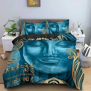 Set di biancheria da letto con stampa Buddha 3D copripiumino <span class=keywords><strong>per</strong></span> la meditazione con copertura del cuscino <span class=keywords><strong>per</strong></span> la casa decorazione vestiti da letto doppio Queen King Size - Product Image 5