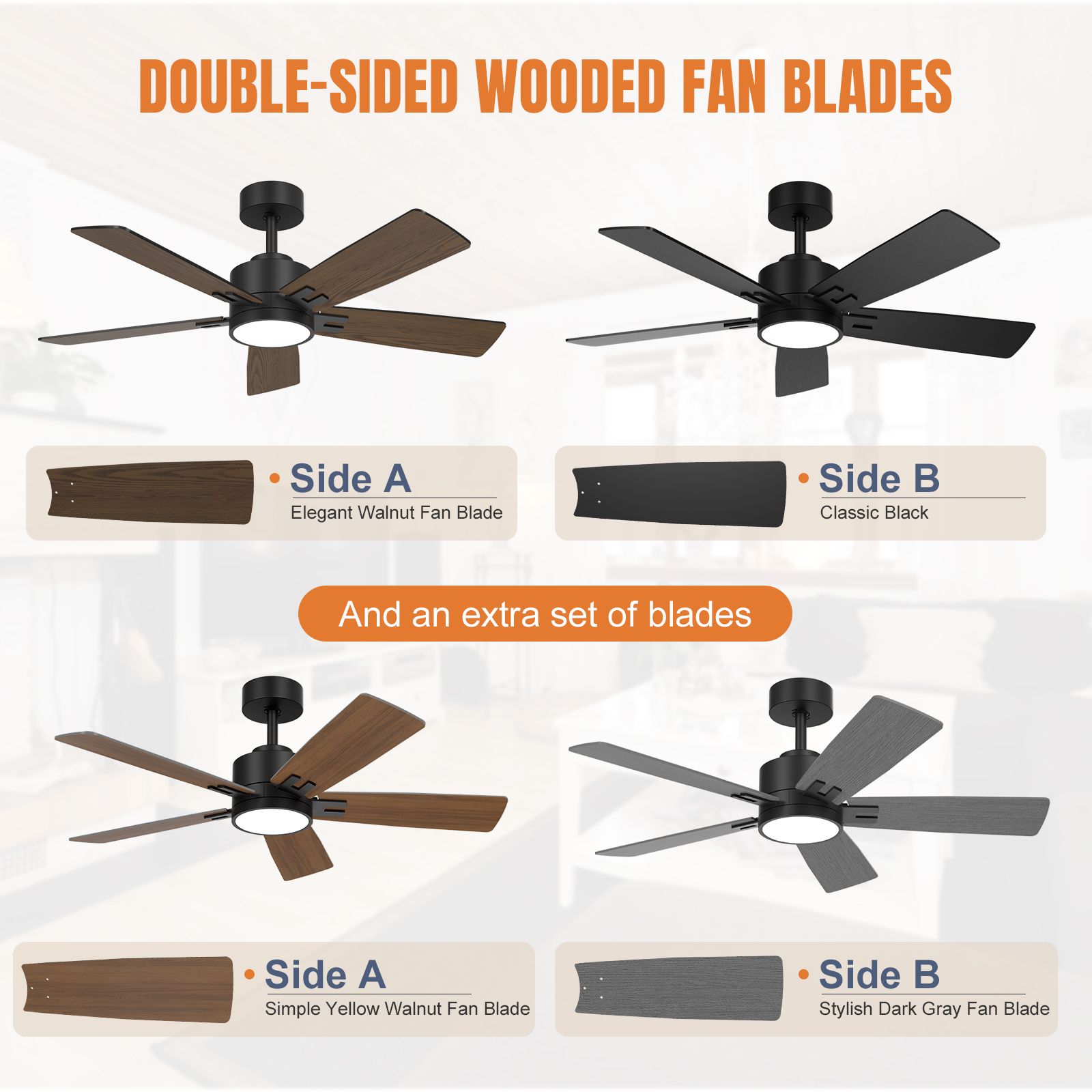 สีดำ + สีวอลนัท + สีเทา + สีวอลนัทยาง