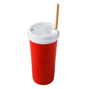 Vibrant PP <b>Plastic</b> <b>Cup</b> With Straw Hole Lid For Smoothies And Juices Sustainable Alternative To Single Use <b>Plastic</b> <b>Cups</b> - Product Image 1