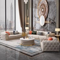 Ensembles de canapés modulaires en cuir tufté de luxe JINS rembourrage en mousse de tissu métallique de qualité supérieure pour hôtel appartement entrepôt salon