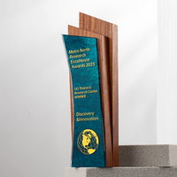 Trophée en bois de style cristal moderne avec design incurvé et finition haut de gamme pour les réalisations professionnelles et les cérémonies