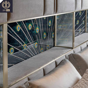 Elegantes <strong>Camas</strong> Dobles Italianas <strong>De</strong> Disenador Muebles Villa Cabecero <strong>De</strong> Diseno Geometrico <strong>De</strong> Cuero Cama Tamano Queen king - Product Image 2