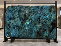 Dalles de granit Lemurian Labradorite bleue pour murs décoratifs, îlots de cuisine cascade, dessus de table à manger, dessus de meuble-lavabo de salle de bain