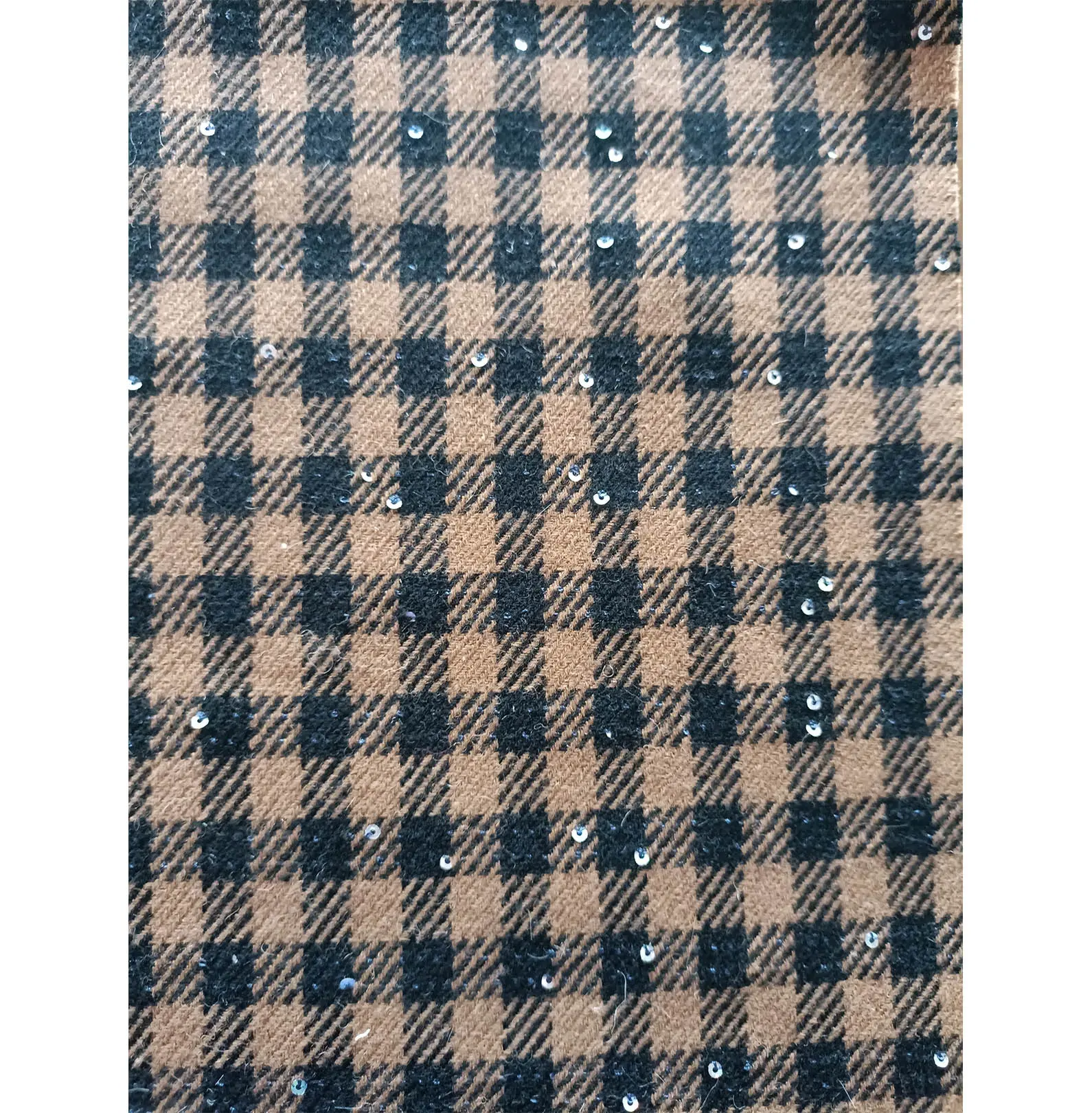 Chất Lượng Cao Ý Len Tweed Vải Đen Polyester Dệt Vải Cho Áo Khoác, Len Bông Vải Polyester