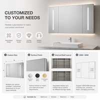 Kabinet Cermin LED Stainless Steel Modern untuk Dinding, Kabinet Penyimpanan Kamar Mandi dengan Layar Pintar untuk Hotel dan Rumah
