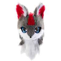 Capuche en peluche en forme de tête d'animal (loup/renard) pour cosplay japonais, Noël, jeux de rôle