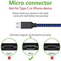 Kabel Data Pengisian Daya USB Micro Nylon Kepang 1m untuk Ponsel Pintar Android