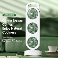 Ventilateur de circulation d'air à 3 têtes, ultra silencieux, rechargeable, 3 vitesses, avec poignée de transport, pour le sommeil nocturne et le camping en plein air