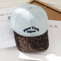Topi Wanita 2026 Motif Leopard Mewah Modis 100% Katun, Dapat Disesuaikan, Berkualitas Tinggi, Bordir Huruf, Bahan Denim