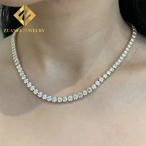 Popular Style 10k Solid Real Gold Iced Out Jewelry Hip Hop Brilliant Cut 4mm Lab Grown Diamond Tennis Chain Necklace Bracelet M