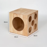 Nouveau Nid pour Chat Multifonctionnel Moderne en Forme de Dés, Arbre à Chat Combinable 2-en-1 en Bois Massif Écologique, Jouet Tanière et Maison pour Chat pour Salon