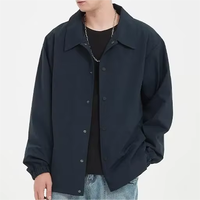 Veste de coach pour homme, coupe-vent imperméable à col montant, en polyester floqué imprimé par transfert thermique, personnalisable OEM