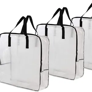 Custom Bedding Packaging Clear Pvc Plastic Zipper Bag Quilt Pillow Blanket