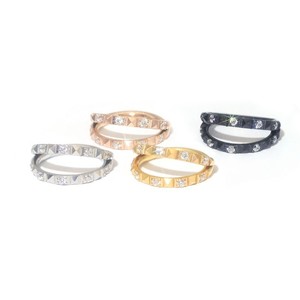 Anneau de nez double couche en acier inoxydable avec zircon incrusté en forme de pyramide, design géométrique, pour bijoux de piercing tendance, cadeau - Product Image 4
