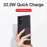 Batterie externe ultra-fine 10000 mAh à double port USB, haute capacité 22,5 W, Li-Polymère, ABS, affichage LED, charge rapide, portable, pour usage extérieur