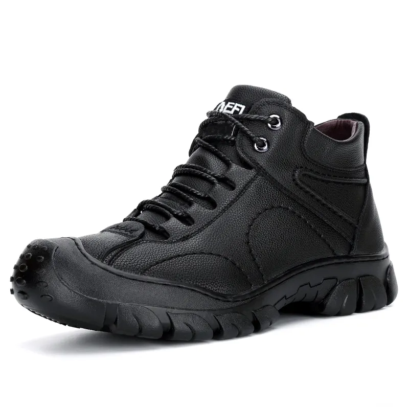 JIEFU scarpe di sicurezza in pelle impermeabile scarpe di punta in acciaio per lavoro anti-foratura scarpe di sicurezza da lavoro per gli uomini